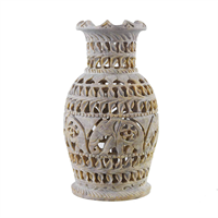 Xtore Jaali Work Marble Flower Vase For Home Decoration