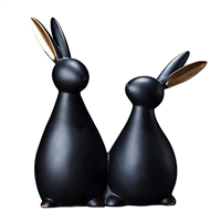 Ladrox Ceramic Rabbit Figurines For Home Decoration (Pack Of 2, Black)