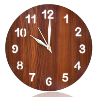 Kuber Industries Simple Numerical Round Shaped Wooden Wall Clock