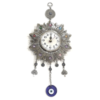 Augen Alloy Steel Evil Eye Wall Clock With Hanging Charm Clock Ornament 