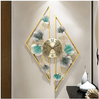 Rhyhorn Sunburst Metal Wall Clocks,3D Art Silent Wall Clock With Ginkgo Leaf Design