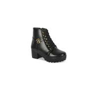 ZAPATOZ Women Black Solid Heeled   Boots