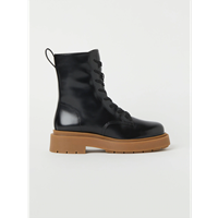H&M Women Black Solid Mid Top Flat Boots