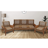 Orientalweavers 500 Tc Cotton Azotica 5 Seater Wooden Sofa Cover Set (Golden, Medium) - Set Of 6 Pc