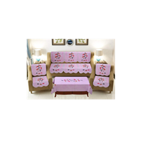Castiqa Cotton Floral Design Cotton Fabric Sofa Covers Set For 5 Seater Sofa With Table Cover (Pink, Large)