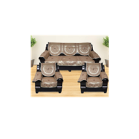 Akb Exports Cotton 12 Pcs Rangoli Design Sofa Covers Set Of 5 Seater (3+1+1) – Cream, Off White,Gold