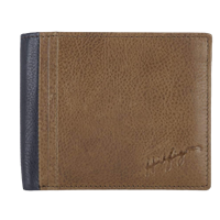 Tommy Hilfiger Tan & Navy Leather Men'S Wallet
