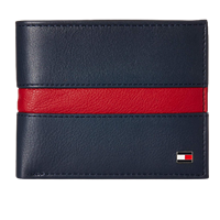 Tommy Hilfiger Navy And Red Leather Men'S Wallet