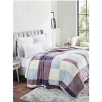 Trident Pink & Blue Checked Ac Room 300 Gsm Double Bed Blanket