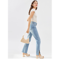 H&M Women Blue Straight High Split Jeans
