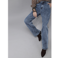 Roadster Women Blue Narrow Wide Leg High-Rise Clean Look Stretchable Jeans.