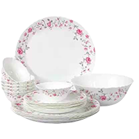 cello Pack of 19 Opalware Imperial Rose Fantasy Dinner Set  (White, Microwave Safe)