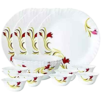BOROSIL Pack of 19 Glass Larah By Red Lily Dinner Set 