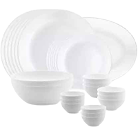 BOROSIL Pack of 27 Opalware Dinner Set  (White, Microwave Safe)