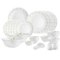 cello Pack of 35 Opalware Dazzle Tropical Lagoon Dinner Set  (White, Microwave Safe)