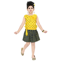 Chandrika Girl'S Fit And Flare Casual Below The Knee Skirt And Top Set