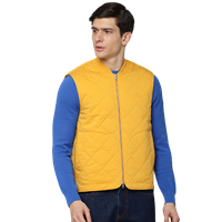 Men Yellow Colourblocked Quilted Jacket