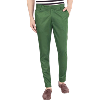 Regular Fit Men Green Lycra Blend Trousers