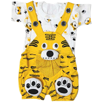 Dungaree For Baby Boys & Baby Girls Printed Cotton Blend  (Yellow, Pack Of 1)