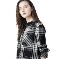 Women Black & White Regular Fit Checked Casual Shirts