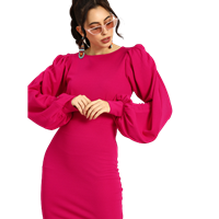 Women Fuchsia Pink Solid Bodycon Dress