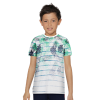 Boys Off-White & Green Tylerss Ip Printed Pure Cotton Round Neck T-Shirt
