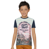 Boys Multicoloured Printed Round Neck T-Shirt