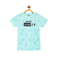 Boys Blue & Black Skate Print Pure Cotton T-Shirt With Removable Applique