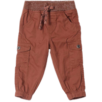Slim Fit Baby Boys Brown Cotton Trousers